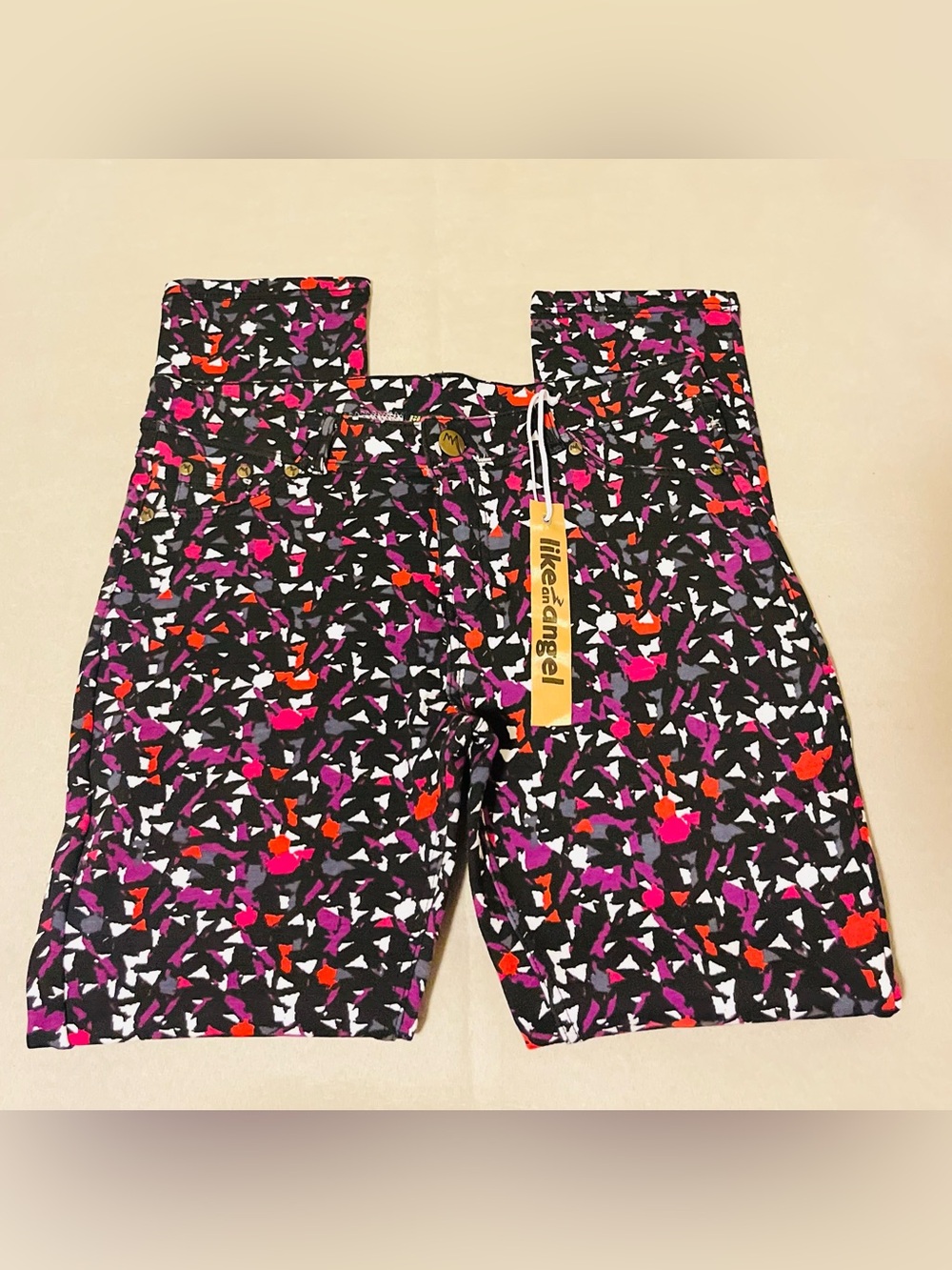 Like An Angel Women’s 1X Multicolor Geometric Print Skinny Jeggings - Picture 11 of 13